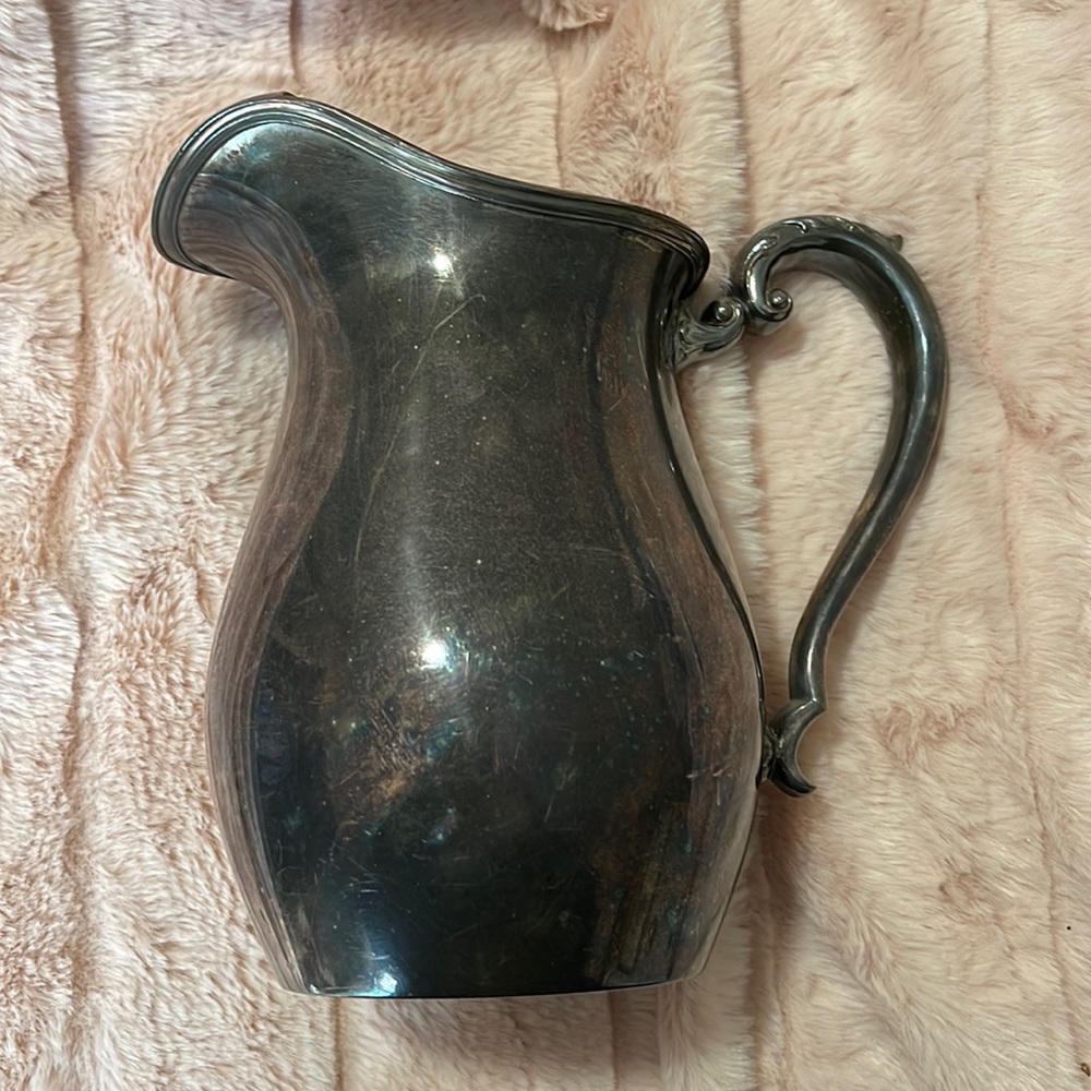 Sterling Silver Plated Pitcher Vintage- Antique Water Pitcher, Vase, Decor EXC